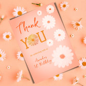 デイジーワイルドワンファースト1歳の誕生日ガールフローラ サンキューカード