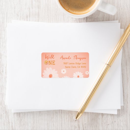 デイジーワイルドワンファースト1歳の誕生日ガールフローラ ラベル (インサイチュ)