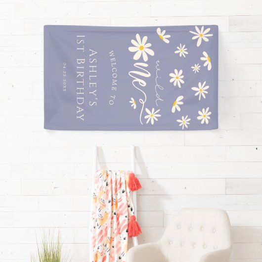 デイジーワイルドワン1歳の誕生日パープルウェルカムサイン 横断幕