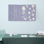 デイジーワイルドワン1歳の誕生日パープルウェルカムサイン 横断幕 (トレードショー)