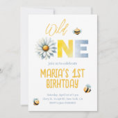 デイジーワイルドワン1st女の子の誕生日パーティーへの招待 招待状 (正面)