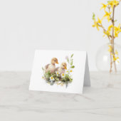 デイジー付きアヒル空白のズ カード (黄色い花)