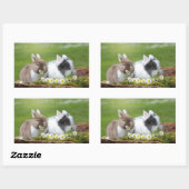 デイジー付き小さなバンニー 長方形シール (シート)