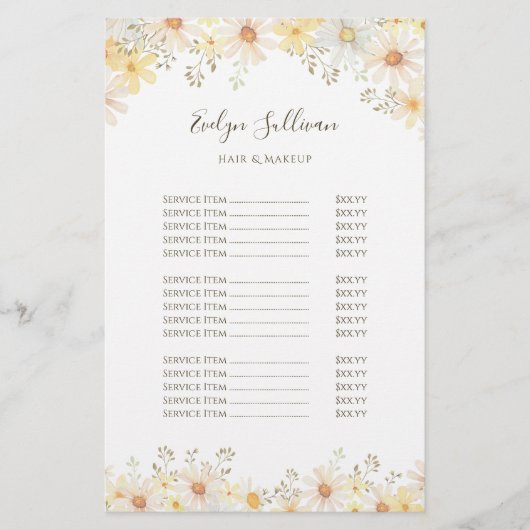 デイジー価格表フライヤー チラシ (正面)