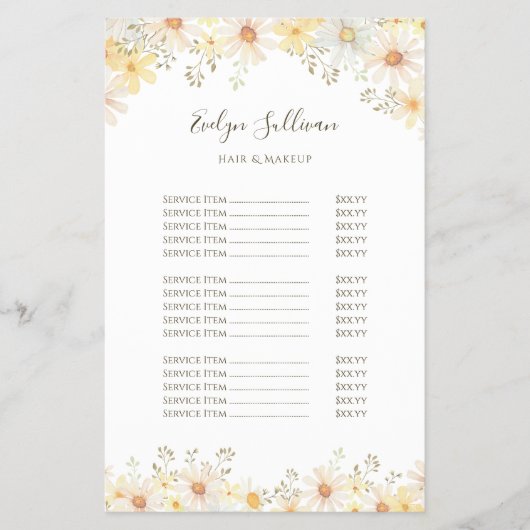 デイジー価格表フライヤー チラシ (正面)