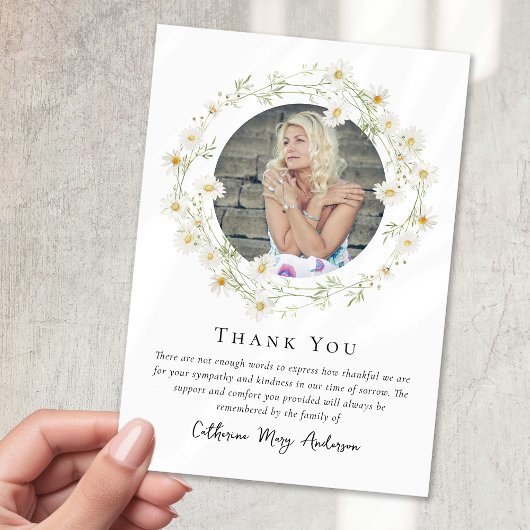 デイジー写真忌引悔やみや弔慰葬儀記念 サンキューカード