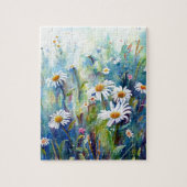 デイジー分野の水彩画の絵画 ジグソーパズル (縦)