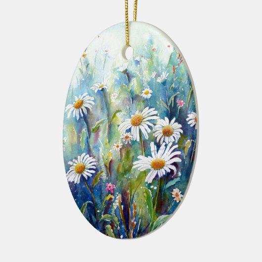 デイジー分野の水彩画の絵画 セラミックオーナメント (左)