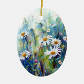 デイジー分野の水彩画の絵画 セラミックオーナメント (正面)