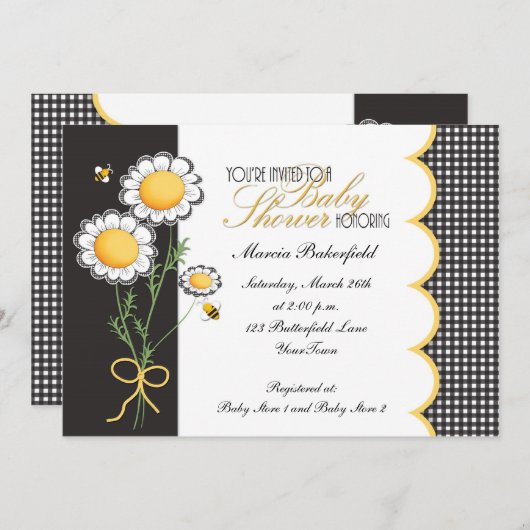 デイジー及びのまわりにのベビーシャワーの招待状 招待状 (正面/裏面)