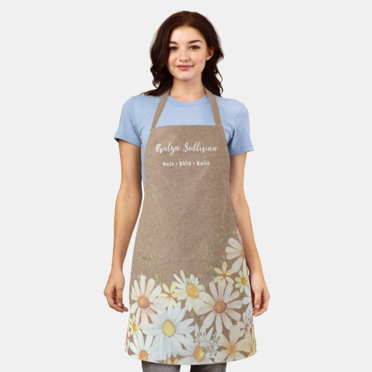 デイジー及びクフェイクラフト紙美しいプロフェッショナル エプロン (着用した状態)