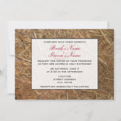 デイジー及びピンクの花束及び干し草-国の納屋の結婚式 招待状 (裏面)