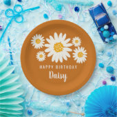 デイジー名ハッピーバースデーパーティーボホフラワーデザイン ペーパープレート (パーティー)