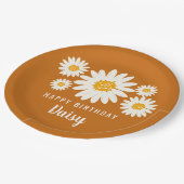デイジー名ハッピーバースデーパーティーボホフラワーデザイン ペーパープレート (アングル)