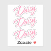デイジー名ピンクの筆記体フォントx3 シール (シート)
