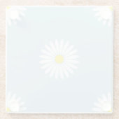 デイジー図青のLgパター淡い色のン ガラスコースター (裏面)