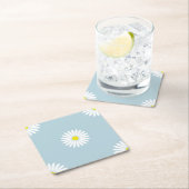 デイジー図青のLgパター淡い色のン スクエアペーパーコースター (インサイチュ)