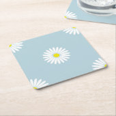 デイジー図青のLgパター淡い色のン スクエアペーパーコースター (アングル)