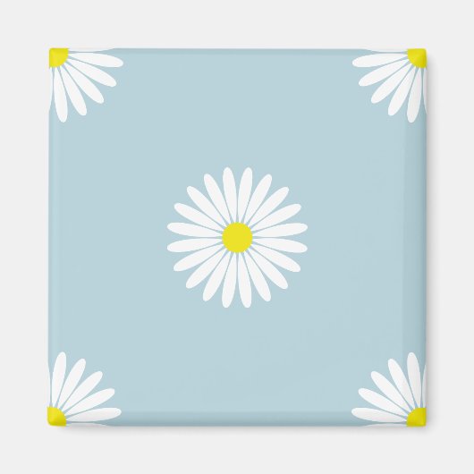 デイジー図青のLgパター淡い色のン マグネット (正面)