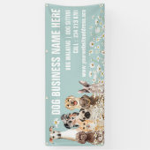 デイジー子犬の花柄ボタニカルドッググルーミング 横断幕 (縦)