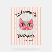 デイジー子猫顔プルフェクトバースデーパーティー アクリルサイン (正面)