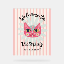 デイジー子猫顔プルフェクトバースデーパーティー アクリルサイン