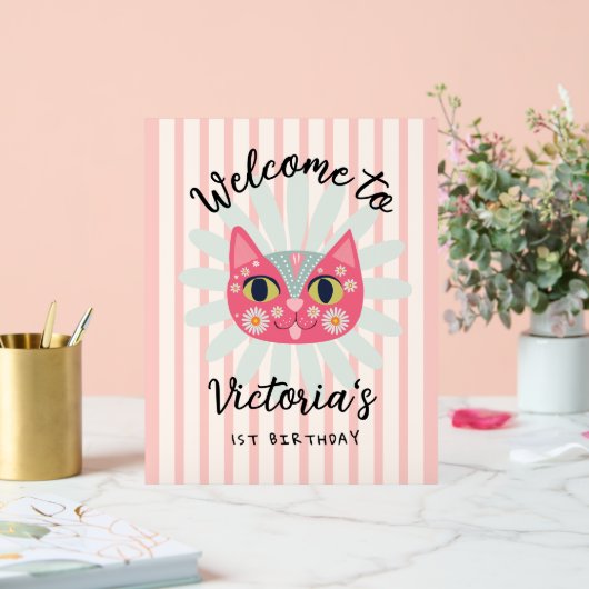 デイジー子猫顔プルフェクトバースデーパーティー アクリルサイン (ウェディング)