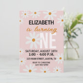 デイジー小さな女の子最初の誕生日招待状 招待状 (スタンド正面)