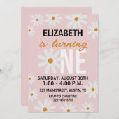 デイジー小さな女の子最初の誕生日招待状 招待状 (正面/裏面)