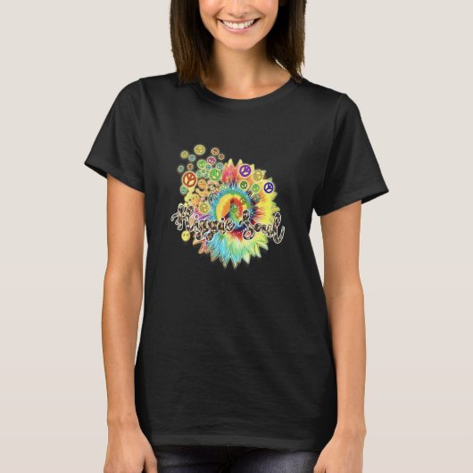 デイジー平和サイン花 Tシャツ (正面)