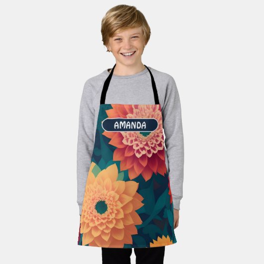 デイジー幾何カラフルパーソナライズされた模様 エプロン (着用した状態)