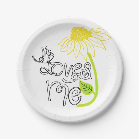 デイジー彼は私を紙皿愛します ペーパープレート (正面)