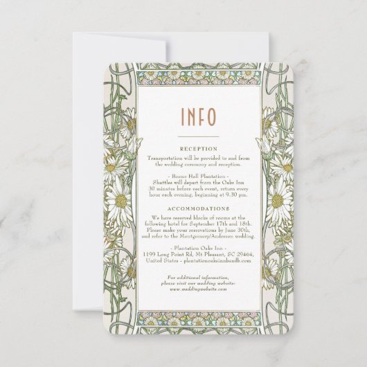 デイジー情報の挿入詳細のヴィンテージクラシックミュシャ 招待状 (正面)