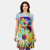 デイジー抽象芸術（明るい色） エプロン (着用した状態)