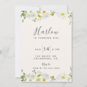 デイジー招待状、ワイルドフラワー誕生日、フローラ招待状 (正面)
