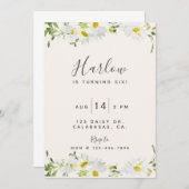 デイジー招待状、ワイルドフラワー誕生日、フローラ招待状 (正面/裏面)