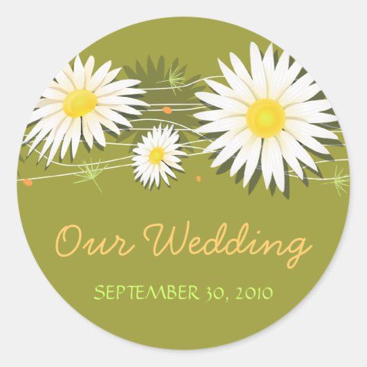デイジー日付の結婚発表2を保存 ラウンドシール (正面)