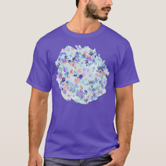 デイジー春カントリーサイドコーラルソフトブルー Tシャツ