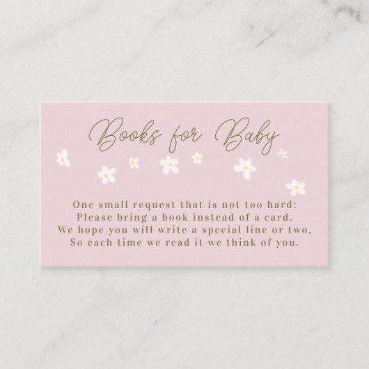 デイジー春ピンクボホガールシャワーブックベビー エンクロージャーカード (正面)