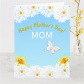 デイジー春フローラバタフライマザーズデイ カード (黄色い花)