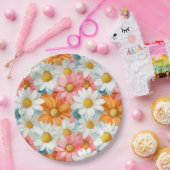 デイジー春フローラ誕生日パーティープレート ペーパープレート (パーティー)