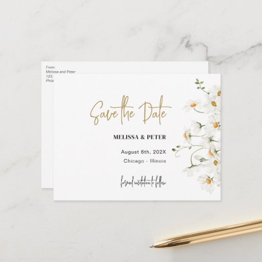 デイジー春開花は日付はがきを保存 案内ポストカード (正面/裏面インサイチュ)