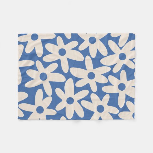 デイジー時間レトロモダンフローラ抽象芸術パターン フリースブランケット (正面(横))