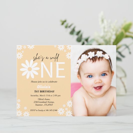 デイジー最初の誕生日パーティーボヘミアンワイルドワンインヴィ 招待状 (スタンド正面)