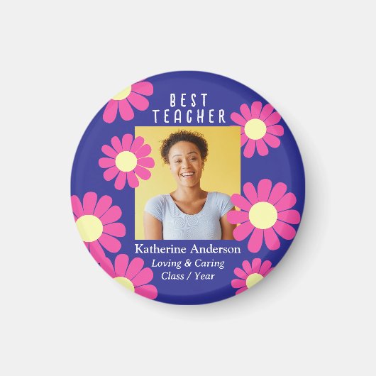 デイジー最高の先生フォトダークパープル マグネット (正面)