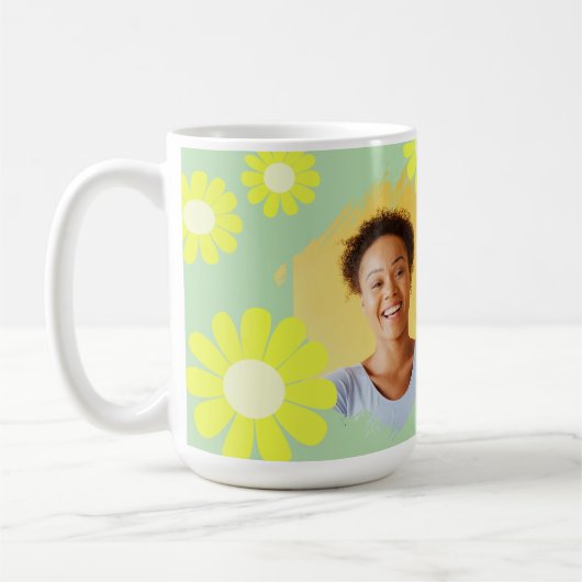 デイジー最高の先生フォトティール（緑がかった色） コーヒーマグカップ (左)
