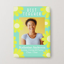 デイジー最高の先生フォトティール（緑がかった色）ボタン 缶バッジ