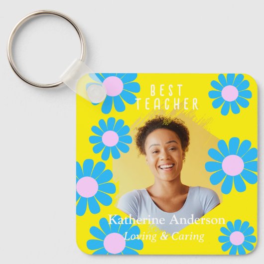 デイジー最高の先生フォトブライトイエロー キーホルダー (正面)