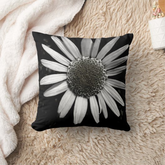 デイジー枕白黒フォト クッション (ブランケット)