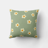 デイジー柄かわいいモダン緑 クッション (裏面)
